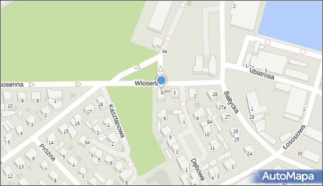 Kołobrzeg, Wiosenna, 4, mapa Kołobrzegu