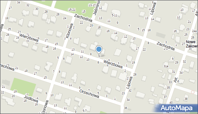 Koluszki, Wierzbowa, 7, mapa Koluszki