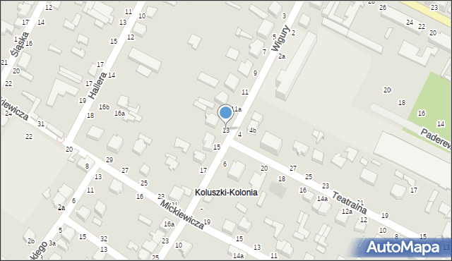 Koluszki, Wigury Stanisława, inż. pil., 13, mapa Koluszki