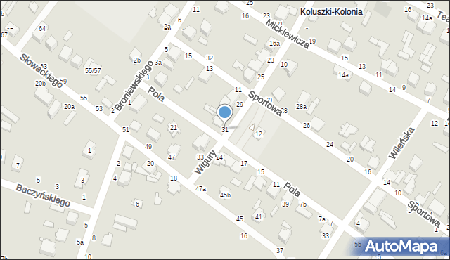 Koluszki, Wigury Stanisława, inż. pil., 31, mapa Koluszki