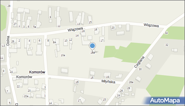 Komorów, Wiązowa, 18a, mapa Komorów