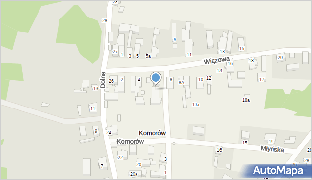 Komorów, Wiązowa, 6a, mapa Komorów