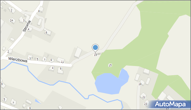 Kończyce Wielkie, Wierzbowa, 13, mapa Kończyce Wielkie