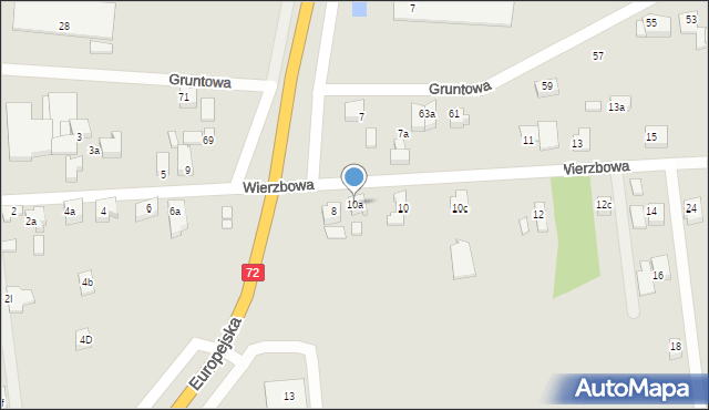 Konin, Wierzbowa, 10a, mapa Konina