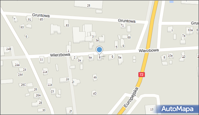 Konin, Wierzbowa, 4, mapa Konina