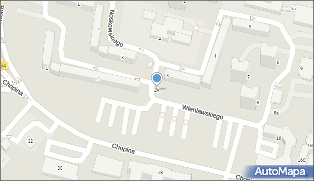 Konin, Wieniawskiego Henryka, 2A, mapa Konina