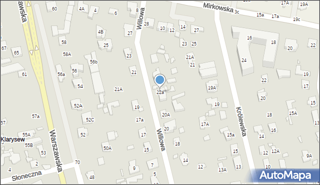 Konstancin-Jeziorna, Willowa, 22a, mapa Konstancin-Jeziorna