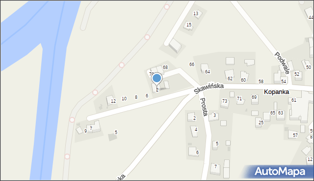 Kopanka, Wiślna, 2, mapa Kopanka