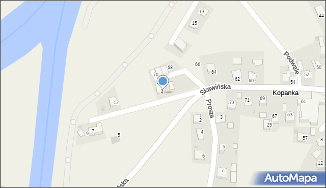 Kopanka, Wiślna, 4, mapa Kopanka