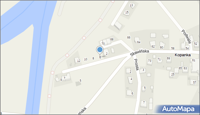 Kopanka, Wiślna, 6, mapa Kopanka