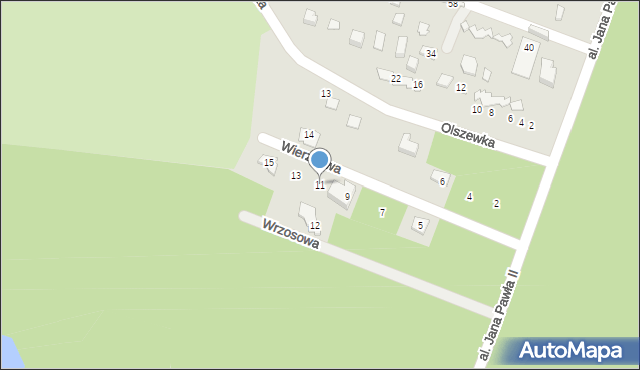 Koronowo, Wierzbowa, 11, mapa Koronowo