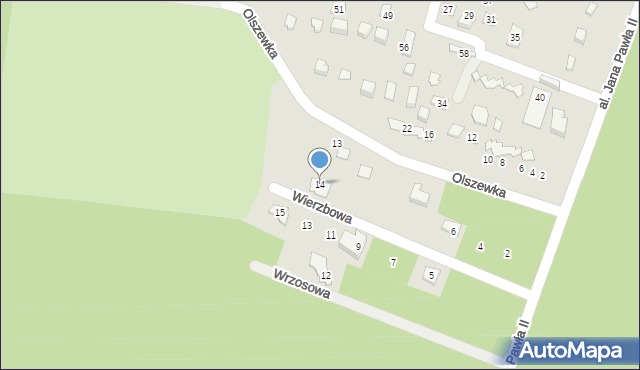 Koronowo, Wierzbowa, 14, mapa Koronowo