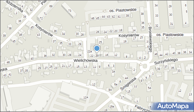 Kościan, Wielichowska, 20, mapa Kościan