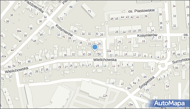 Kościan, Wielichowska, 26, mapa Kościan