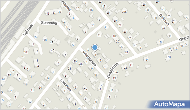 Kościan, Wierzbowa, 3, mapa Kościan