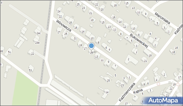 Kościan, Winowicza Franciszka, 15, mapa Kościan