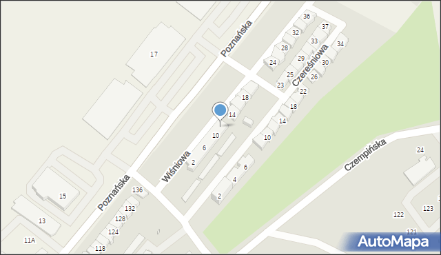 Kościan, Wiśniowa, 12, mapa Kościan