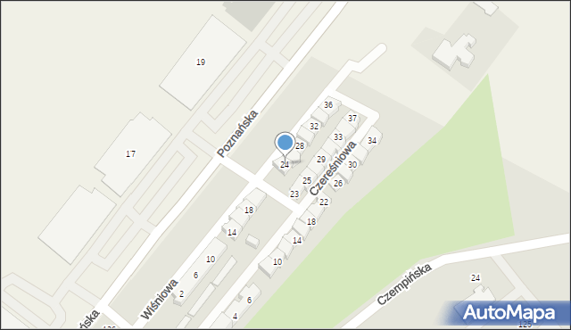Kościan, Wiśniowa, 24, mapa Kościan