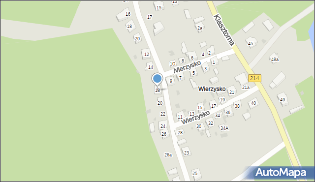 Kościerzyna, Wierzysko, 18, mapa Kościerzyna