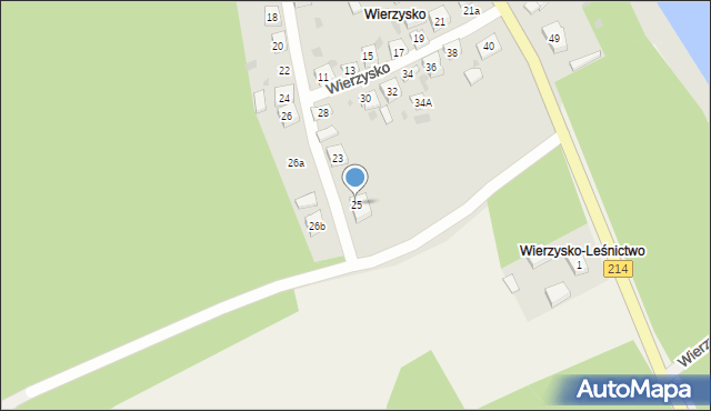 Kościerzyna, Wierzysko, 25, mapa Kościerzyna