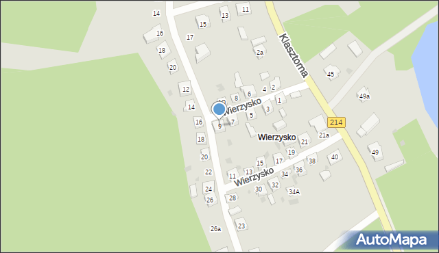 Kościerzyna, Wierzysko, 9, mapa Kościerzyna