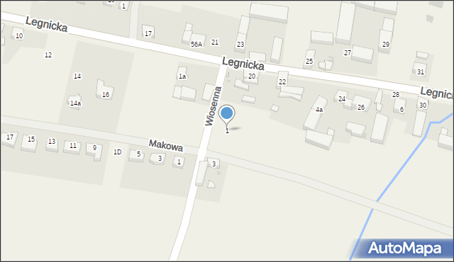 Koskowice, Wiosenna, 1, mapa Koskowice