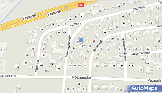 Kostrzyn, Wieniawskiego Henryka, 11A, mapa Kostrzyn