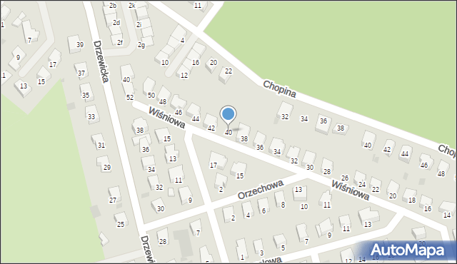 Kostrzyn nad Odrą, Wiśniowa, 40, mapa Kostrzyn nad Odrą