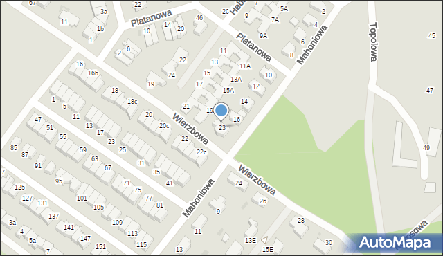 Koszalin, Wierzbowa, 23, mapa Koszalina