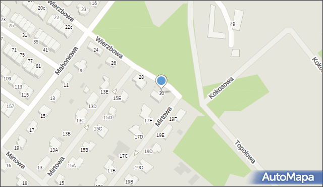 Koszalin, Wierzbowa, 30, mapa Koszalina