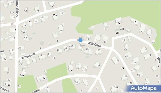 Koszalin, Wiśniowa, 14, mapa Koszalina