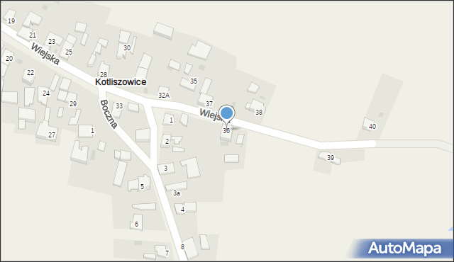 Kotliszowice, Wiejska, 36, mapa Kotliszowice