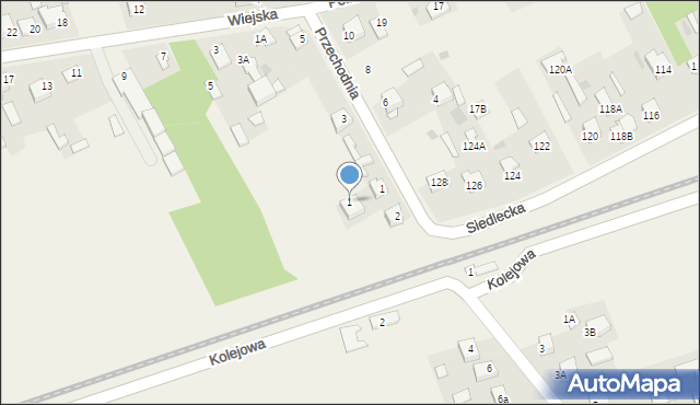 Kotuń, Wiejska, 1, mapa Kotuń