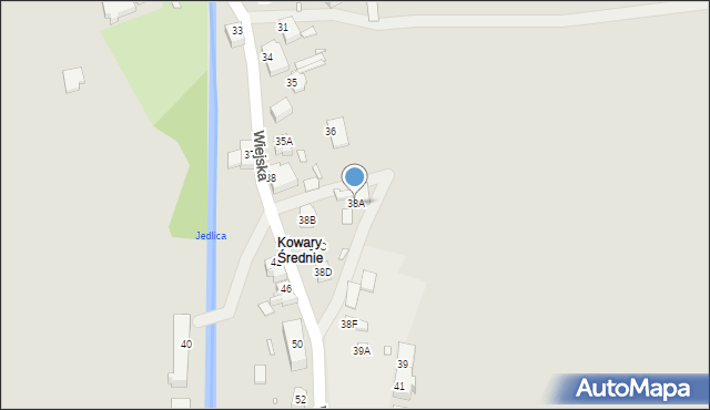 Kowary, Wiejska, 38A, mapa Kowary
