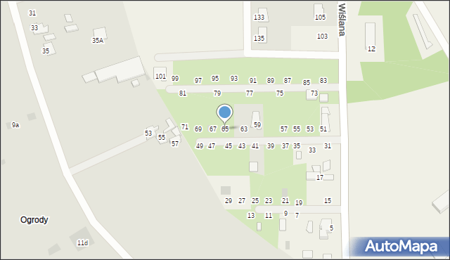 Kozienice, Wiślana, 65, mapa Kozienice