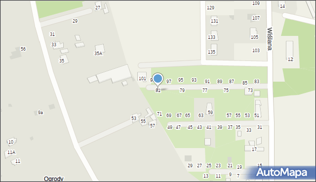 Kozienice, Wiślana, 81, mapa Kozienice