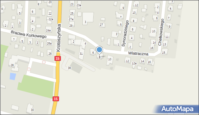 Koźmin Wielkopolski, Wiatraczna, 8, mapa Koźmin Wielkopolski