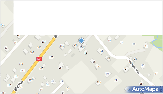 Kozy, Wierzbowa, 10a, mapa Kozy