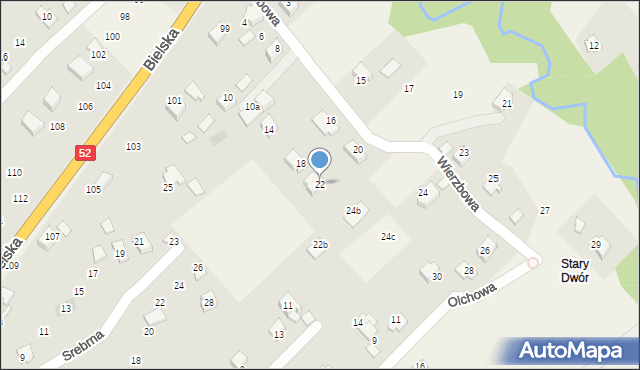 Kozy, Wierzbowa, 22, mapa Kozy