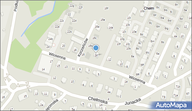 Kraków, Wiosenna, 14, mapa Krakowa