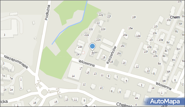 Kraków, Wiosenna, 20, mapa Krakowa