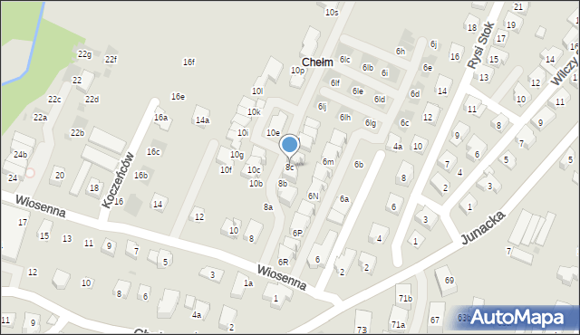 Kraków, Wiosenna, 8c, mapa Krakowa