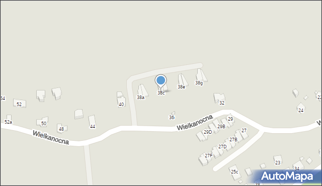 Kraków, Wielkanocna, 38c, mapa Krakowa