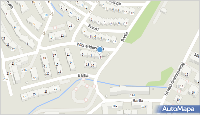 Kraków, Wicherkiewicza Bolesława Wiktora, prof., 1, mapa Krakowa