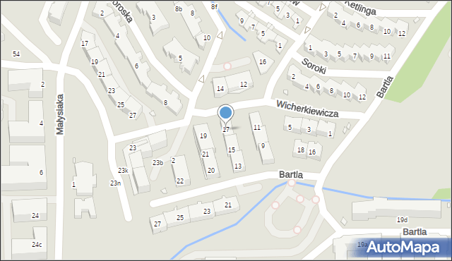 Kraków, Wicherkiewicza Bolesława Wiktora, prof., 17, mapa Krakowa