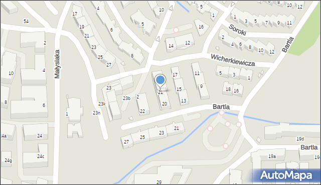 Kraków, Wicherkiewicza Bolesława Wiktora, prof., 21, mapa Krakowa