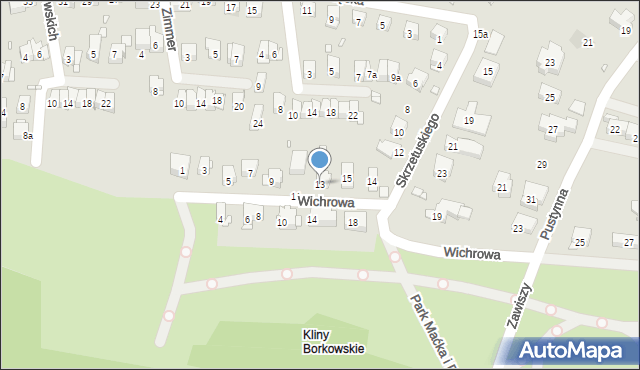 Kraków, Wichrowa, 13, mapa Krakowa