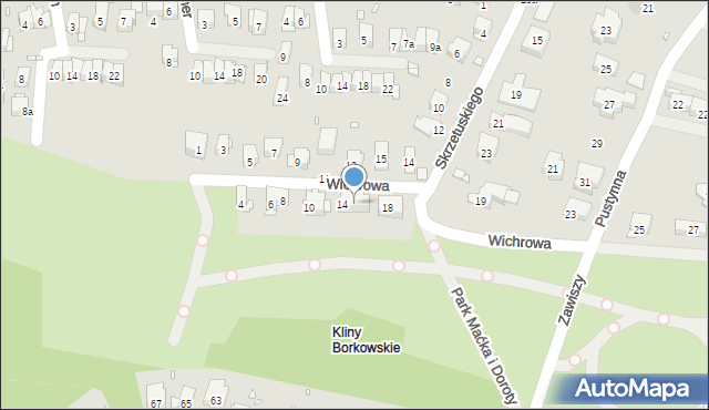 Kraków, Wichrowa, 16, mapa Krakowa