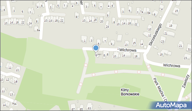 Kraków, Wichrowa, 4, mapa Krakowa