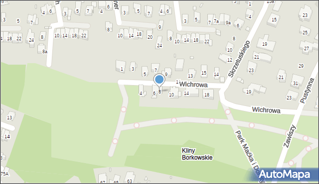 Kraków, Wichrowa, 8, mapa Krakowa